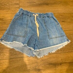 No Boundaries Denim Cuttoff Drawstring Shorts